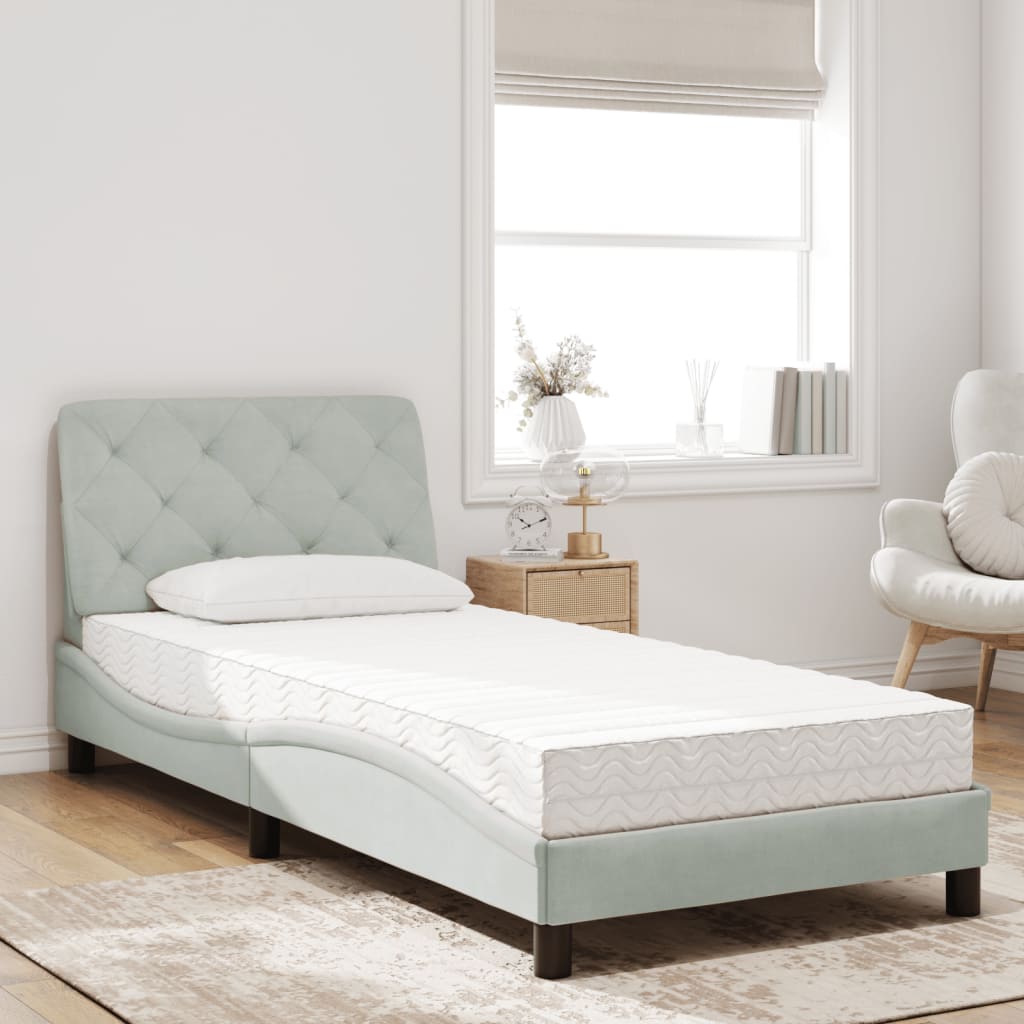 vidaXL Bett mit Matratze Hellgrau 80x200 cm Samt
