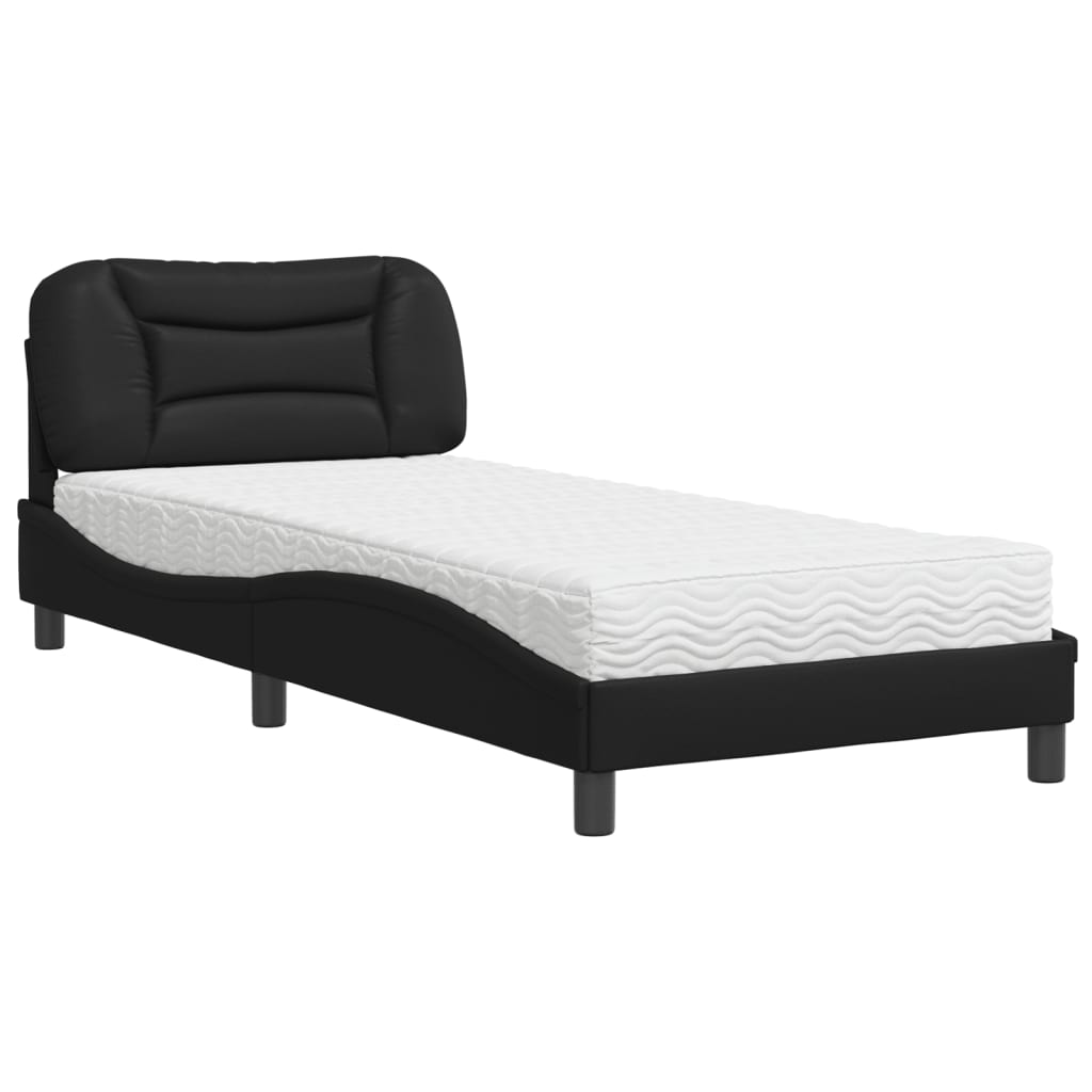 vidaXL Bett mit Matratze "Hvar" Schwarz 80x200 cm Kunstleder
