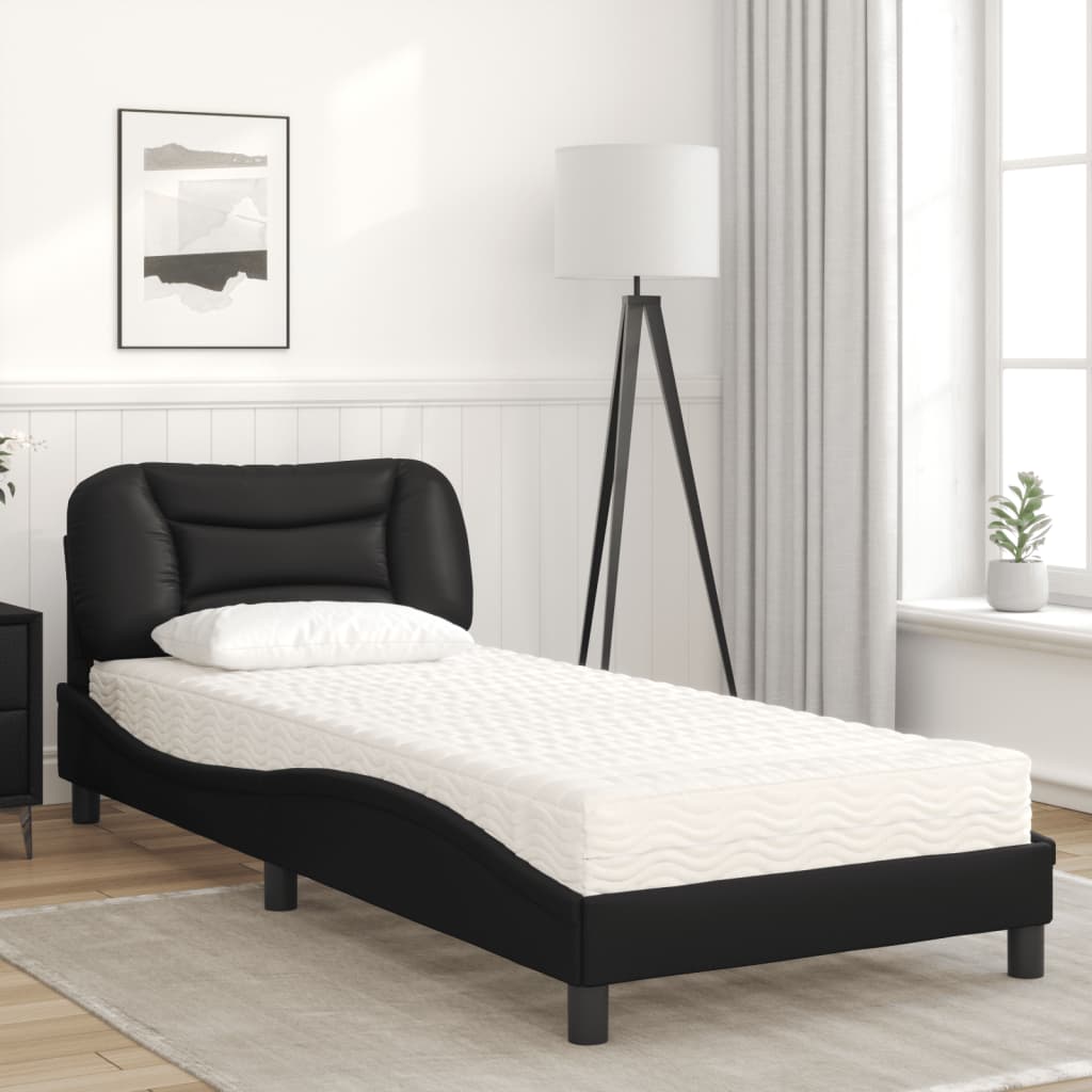 vidaXL Bett mit Matratze "Hvar" Schwarz 80x200 cm Kunstleder
