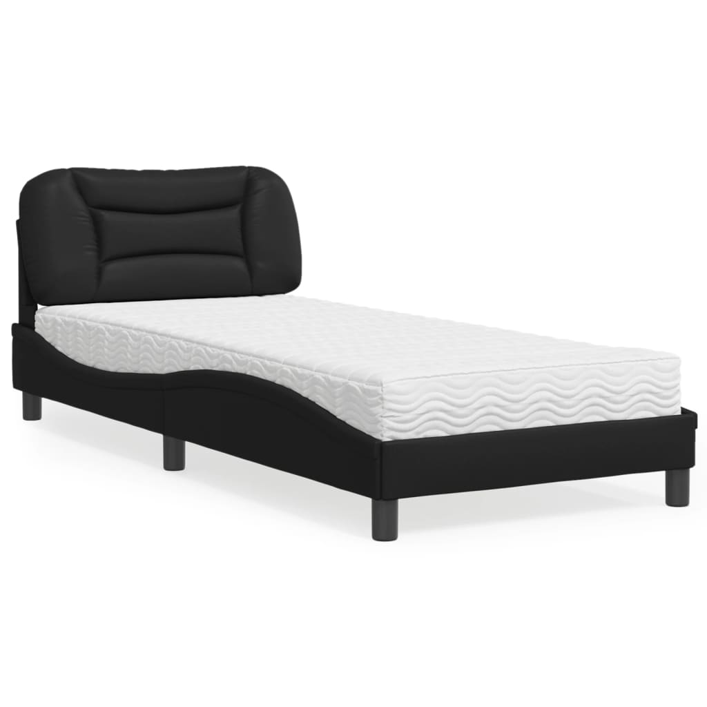 vidaXL Bett mit Matratze "Hvar" Schwarz 80x200 cm Kunstleder