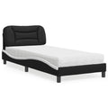 vidaXL Bett mit Matratze "Hvar" Schwarz und Weiß 80x200 cm Kunstleder