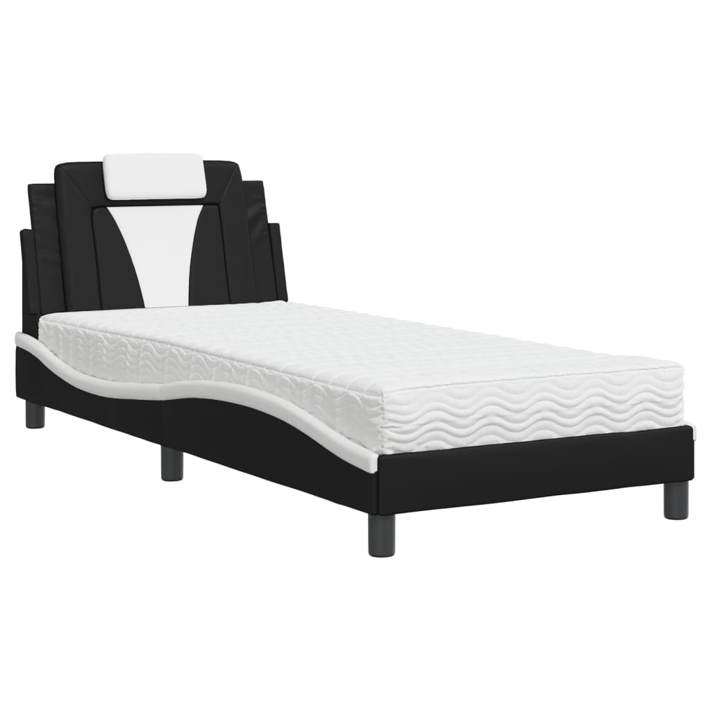 vidaXL Bett "Viana" mit Matratze Schwarz und Weiß 80x200 cm Kunstleder