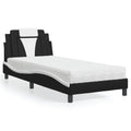 vidaXL Bett "Viana" mit Matratze Schwarz und Weiß 80x200 cm Kunstleder