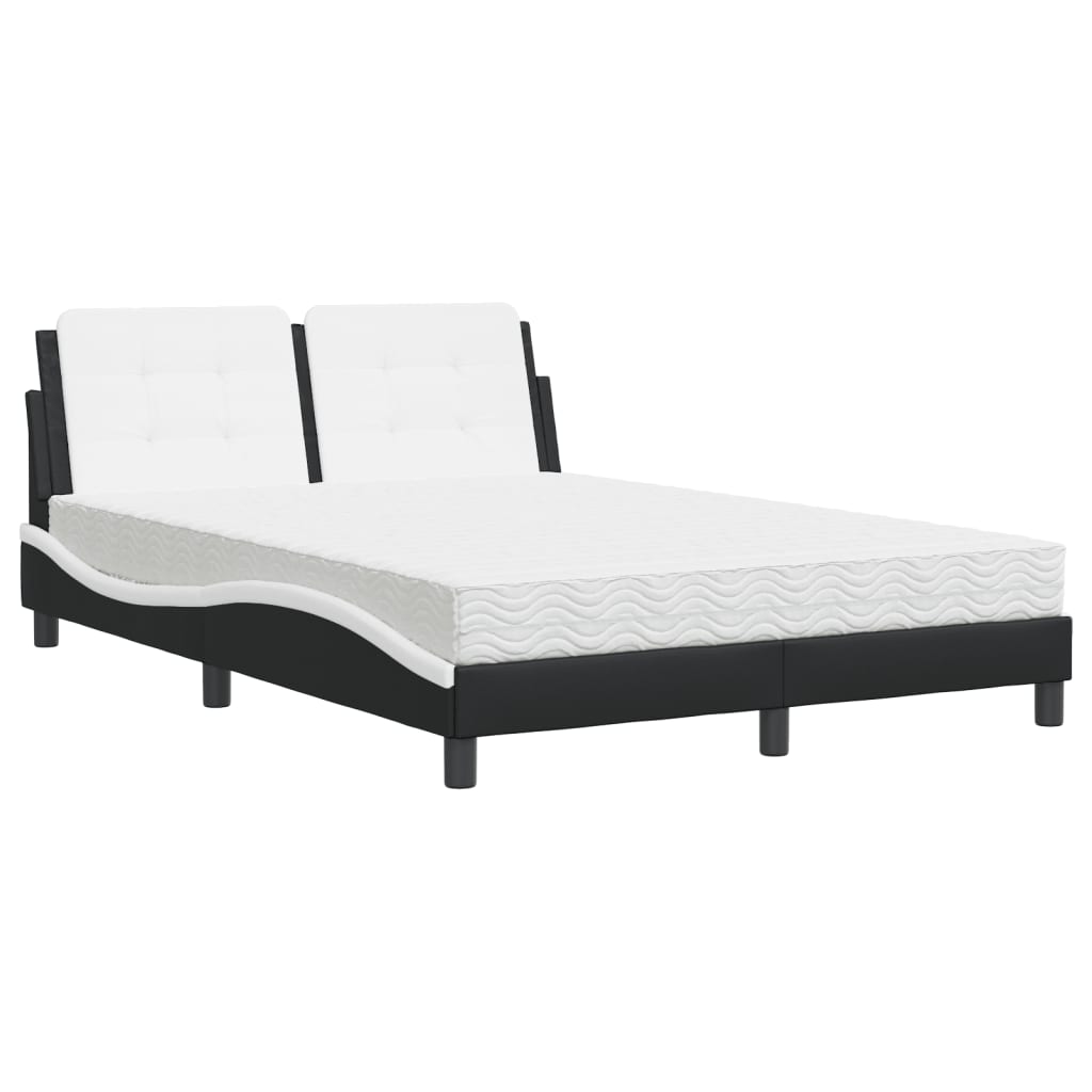 vidaXL Bett mit Matratze "Zadar" Schwarz und Weiß 140x200 cm Kunstleder