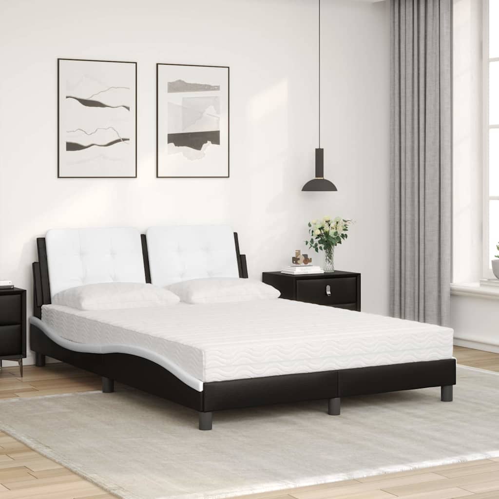 vidaXL Bett mit Matratze "Zadar" Schwarz und Weiß 140x200 cm Kunstleder