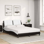 vidaXL Bett mit Matratze "Zadar" Schwarz und Weiß 140x200 cm Kunstleder