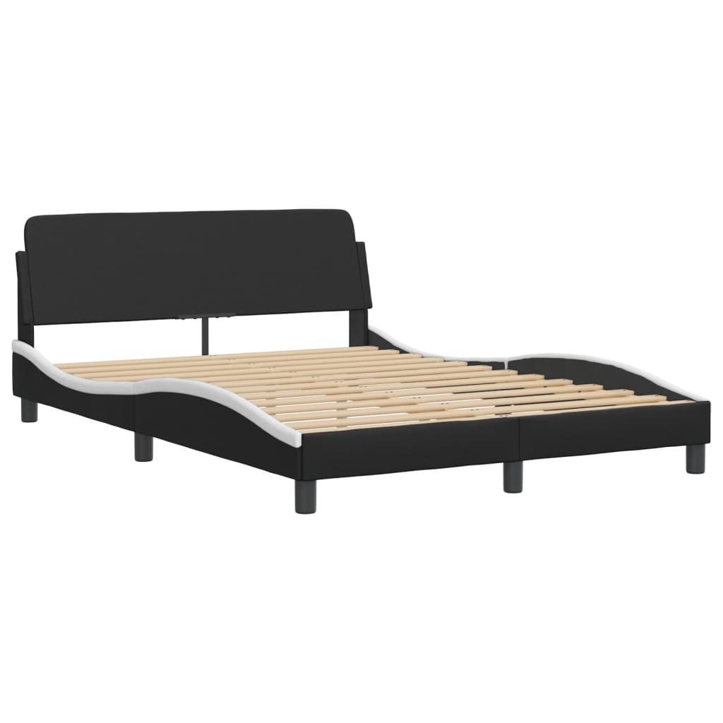 vidaXL Bett mit Matratze "Zadar" Schwarz und Weiß 140x200 cm Kunstleder
