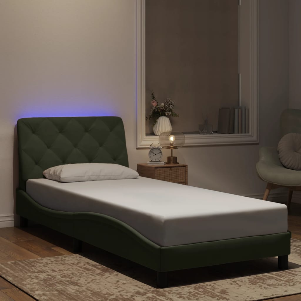 vidaXL Bettgestell mit LED ohne Matratze Hellgrau 80x200 cm Samt