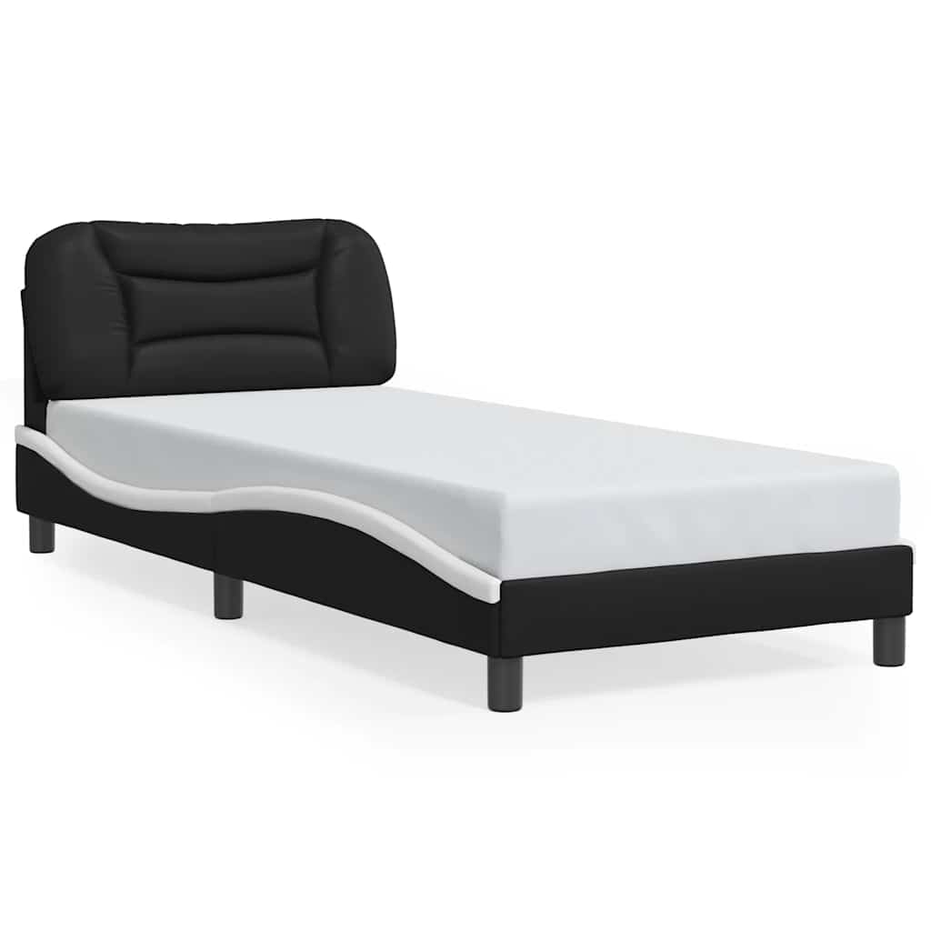 vidaXL Bettgestell mit LED ohne Matratze "Hvar" Schwarz und Weiß 80x200 cm