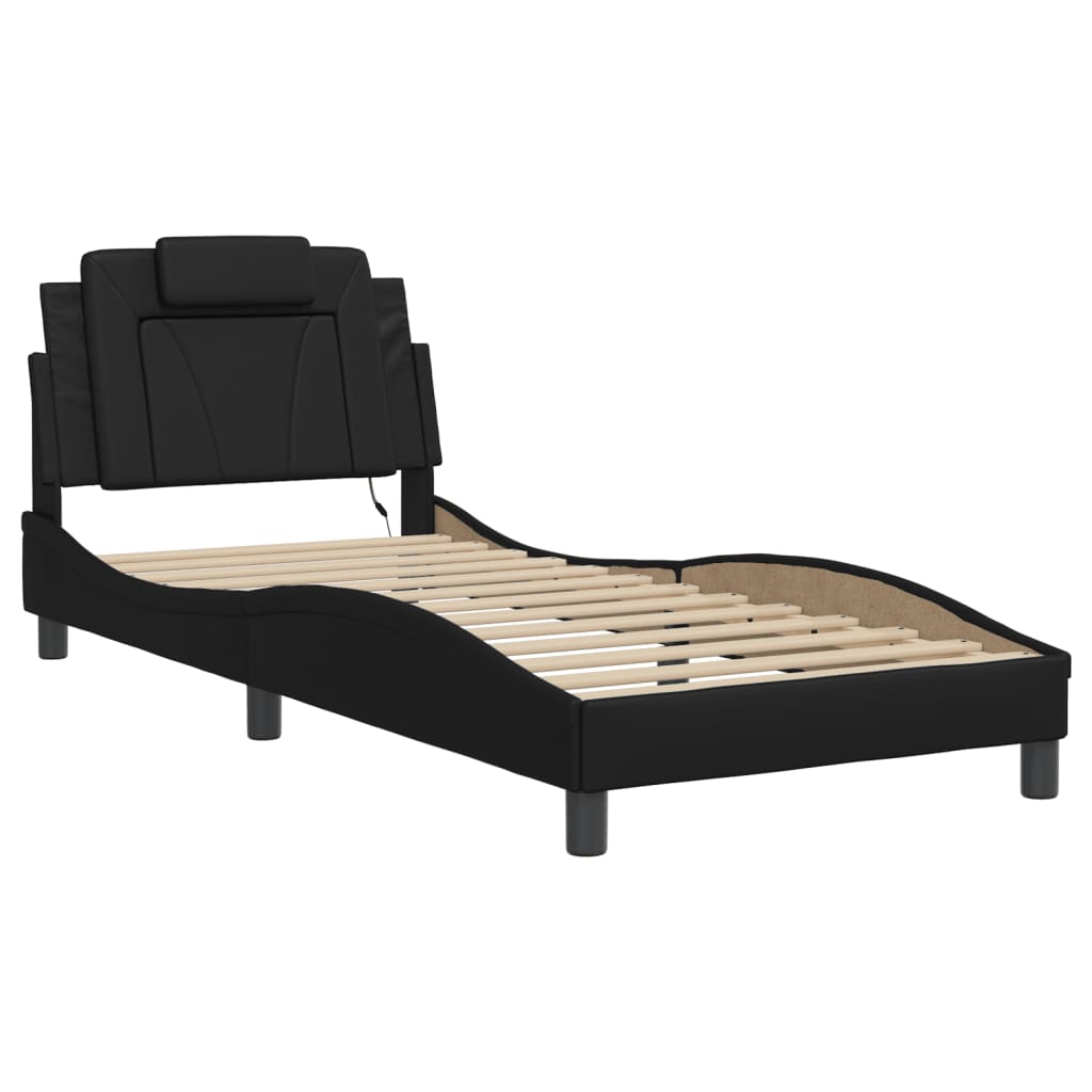 vidaXL Bettgestell "Viana" mit LED ohne Matratze Schwarz 80x200 cm