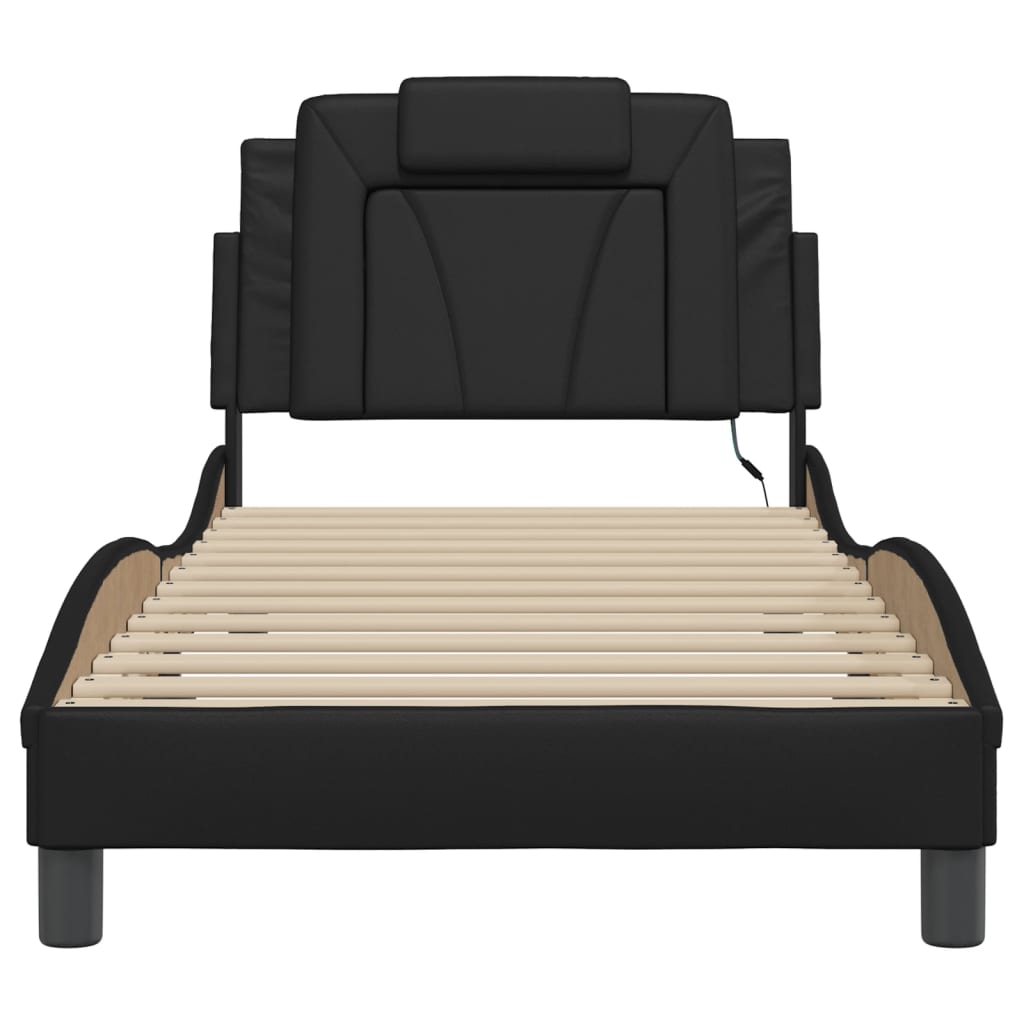 vidaXL Bettgestell "Viana" mit LED ohne Matratze Schwarz 80x200 cm