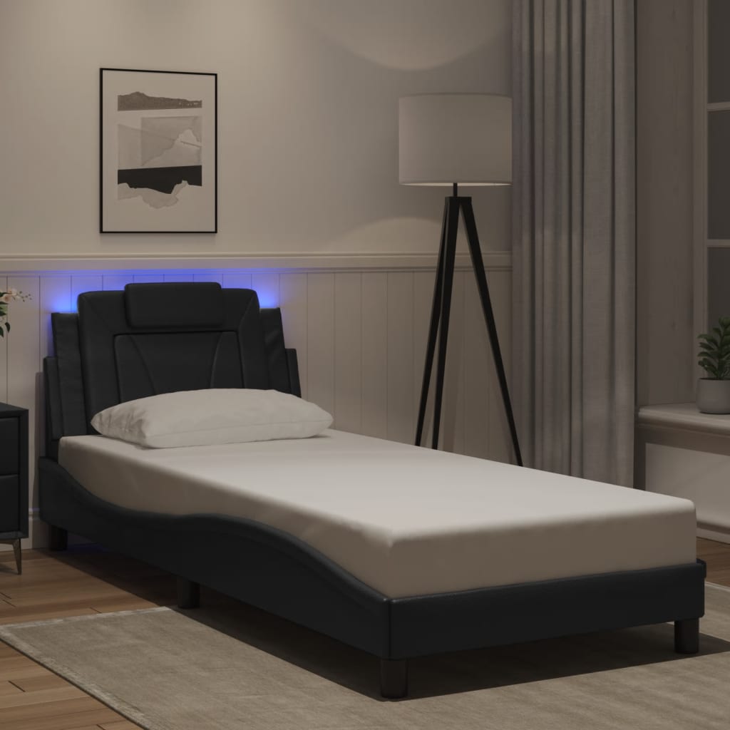 vidaXL Bettgestell "Viana" mit LED ohne Matratze Schwarz 80x200 cm