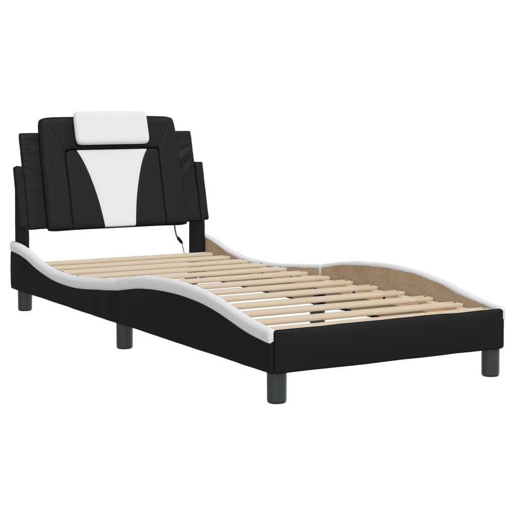 vidaXL Bettgestell "Viana" mit LED ohne Matratze Schwarz und Weiß 80x200 cm