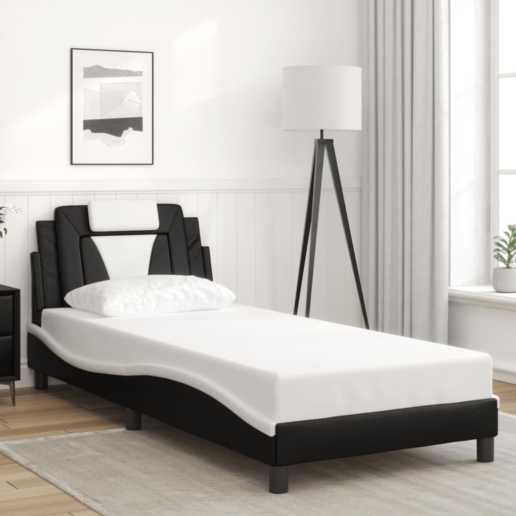 vidaXL Bettgestell "Viana" mit LED ohne Matratze Schwarz und Weiß 80x200 cm