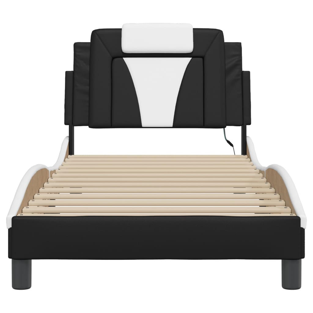 vidaXL Bettgestell "Viana" mit LED ohne Matratze Schwarz und Weiß 80x200 cm