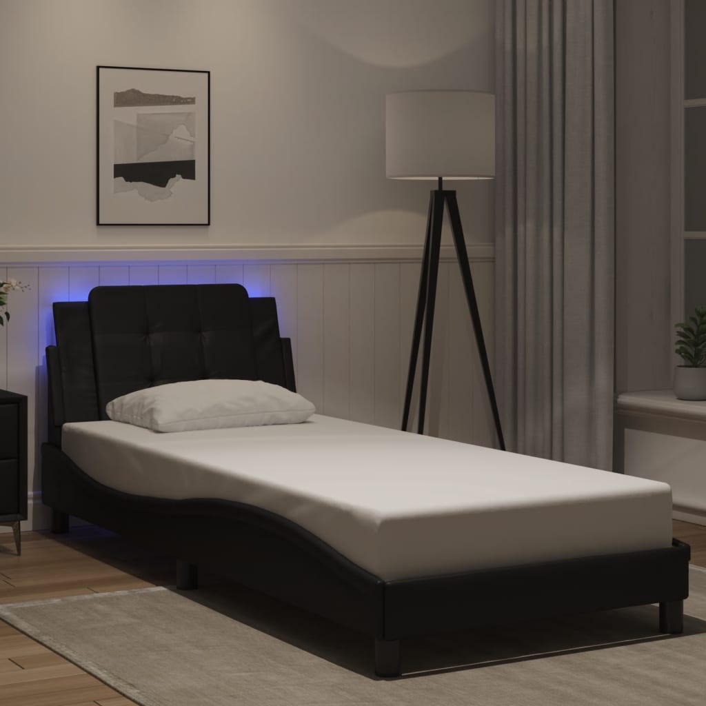 vidaXL Bettgestell mit LED ohne Matratze "Zadar" Schwarz 80x200 cm