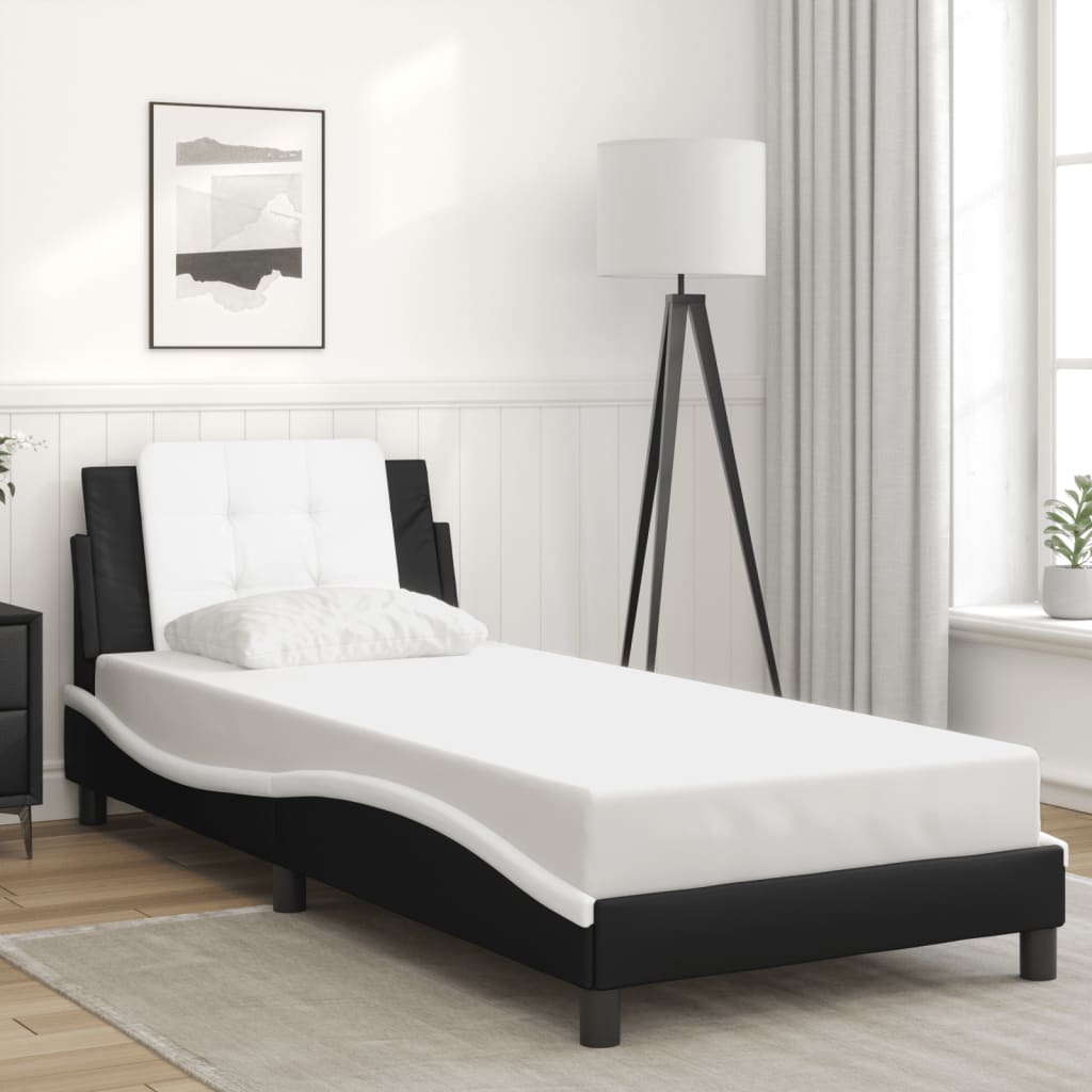 vidaXL Bettgestell mit LED ohne Matratze "Zadar" Schwarz und Weiß 80x200 cm