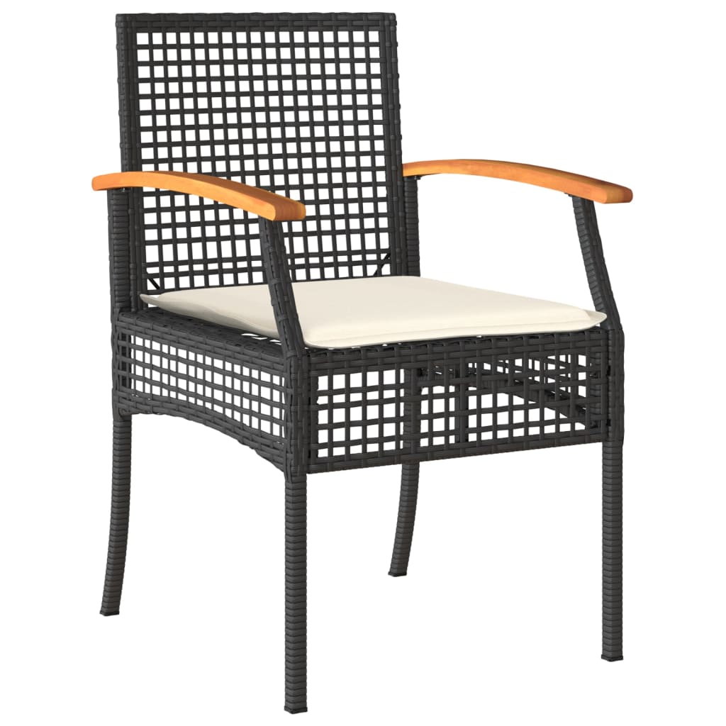 vidaXL 4-tlg. Garten-Essgruppe mit Kissen Schwarz Poly Rattan