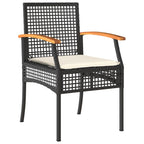 vidaXL 4-tlg. Garten-Essgruppe mit Kissen Schwarz Poly Rattan