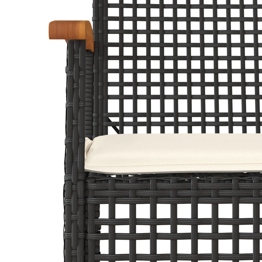 vidaXL 4-tlg. Garten-Essgruppe mit Kissen Schwarz Poly Rattan