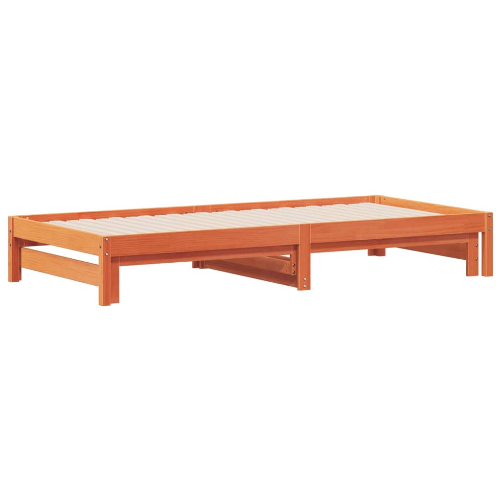 vidaXL Tagesbett Ausziehbar Wachsbraun 90x200 cm Massivholz Kiefer