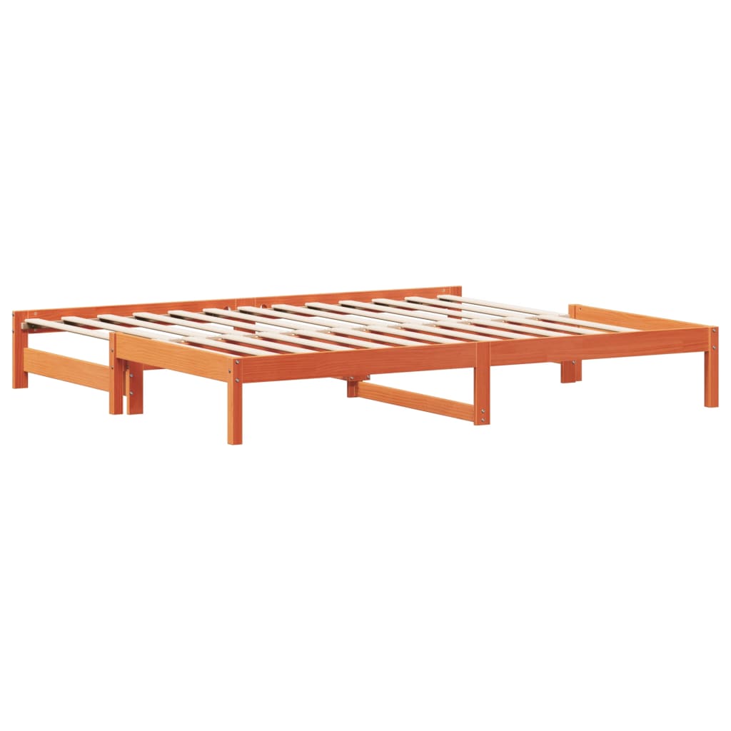 vidaXL Tagesbett Ausziehbar Wachsbraun 90x200 cm Massivholz Kiefer