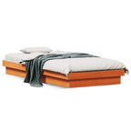 vidaXL Massivholzbett mit LED-Beleuchtung Wachsbraun 90x200 cm Kiefer
