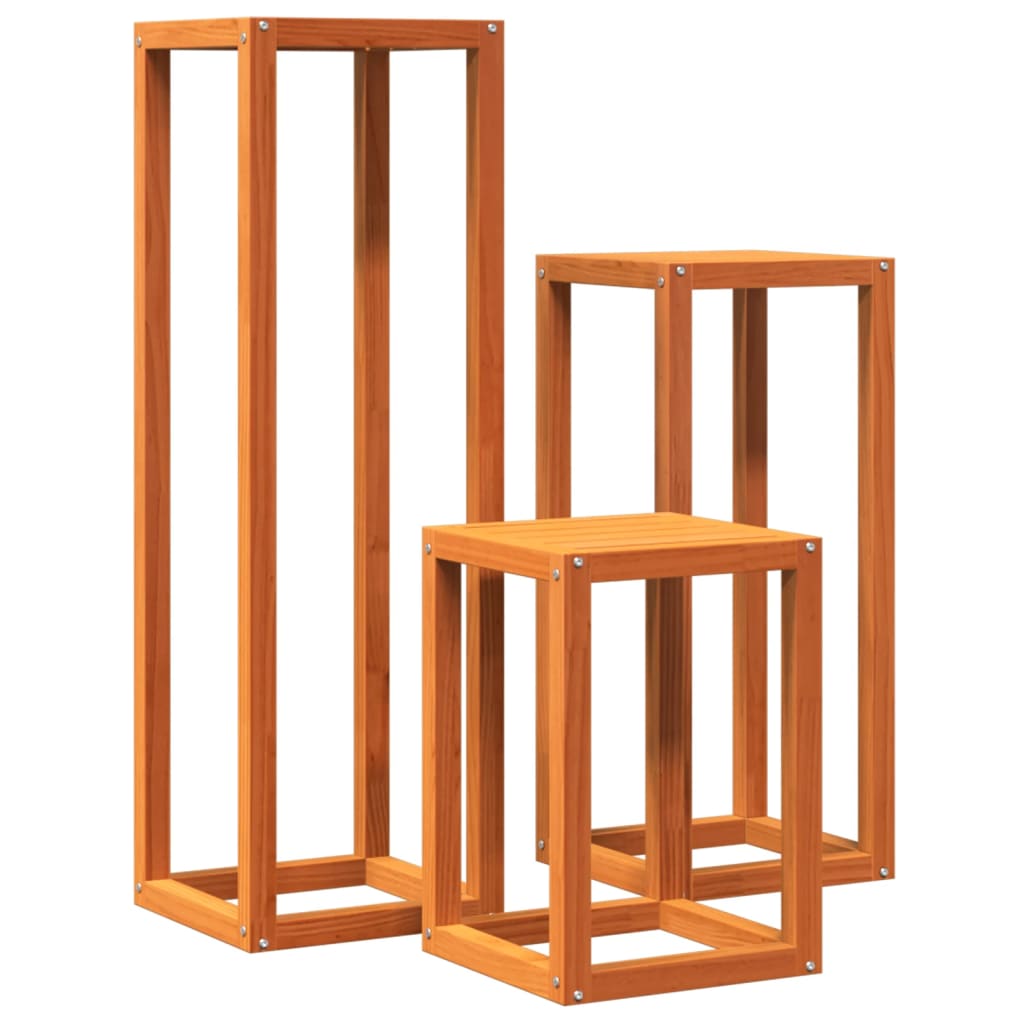 vidaXL Pflanzenständer 3 Stk. Wachsbraun Massivholz Kiefer