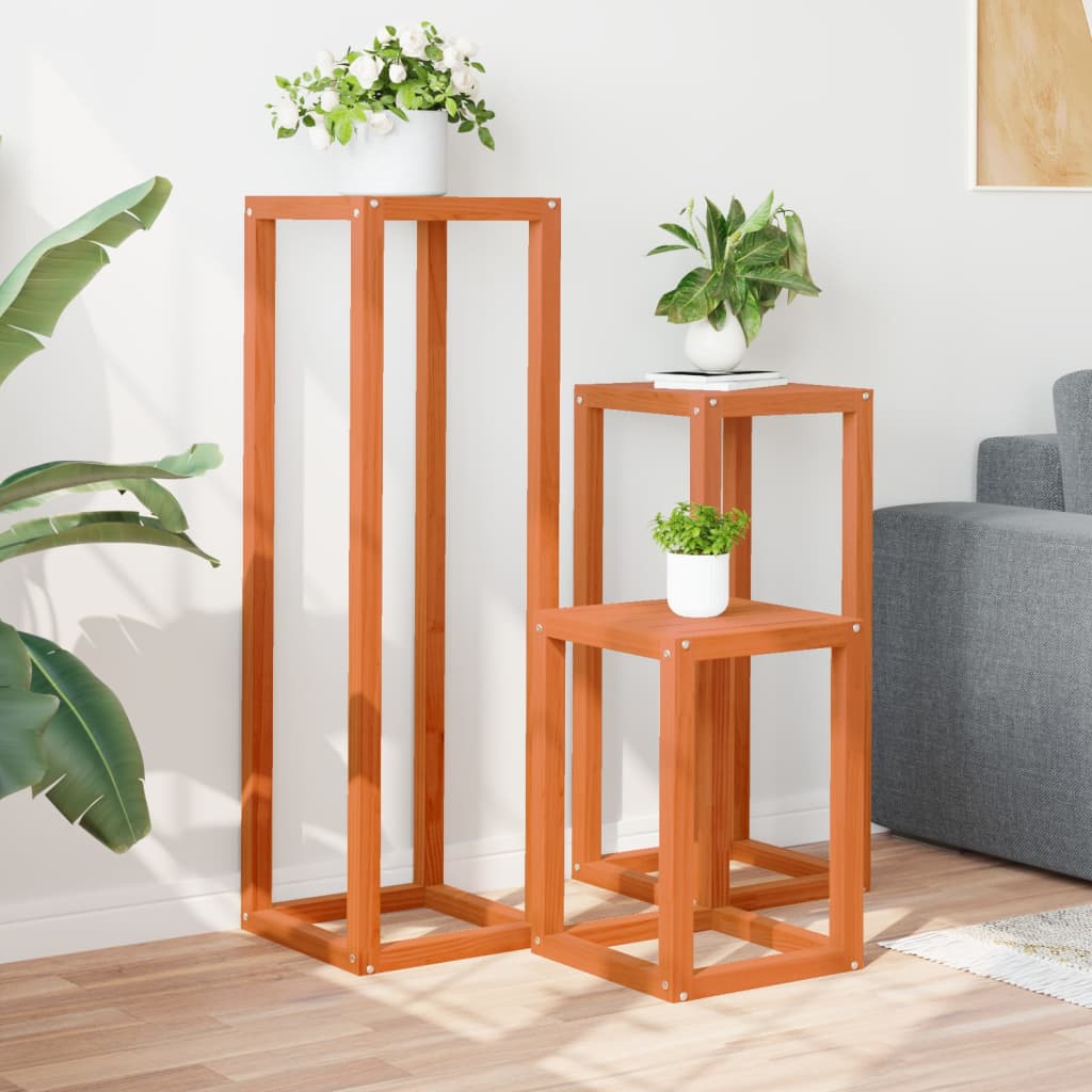 vidaXL Pflanzenständer 3 Stk. Wachsbraun Massivholz Kiefer