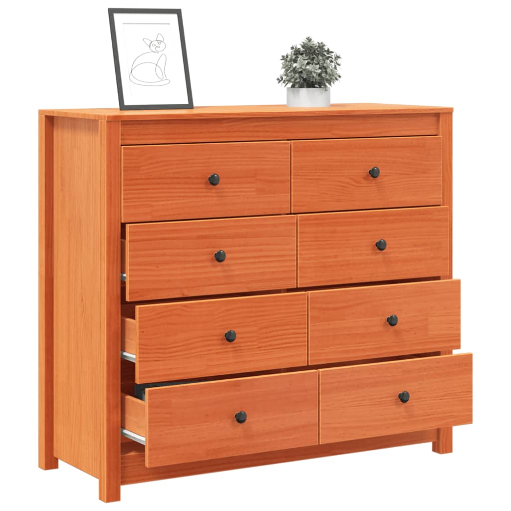 vidaXL Beistellschrank Wachsbraun 100x40x90 cm Massivholz Kiefer