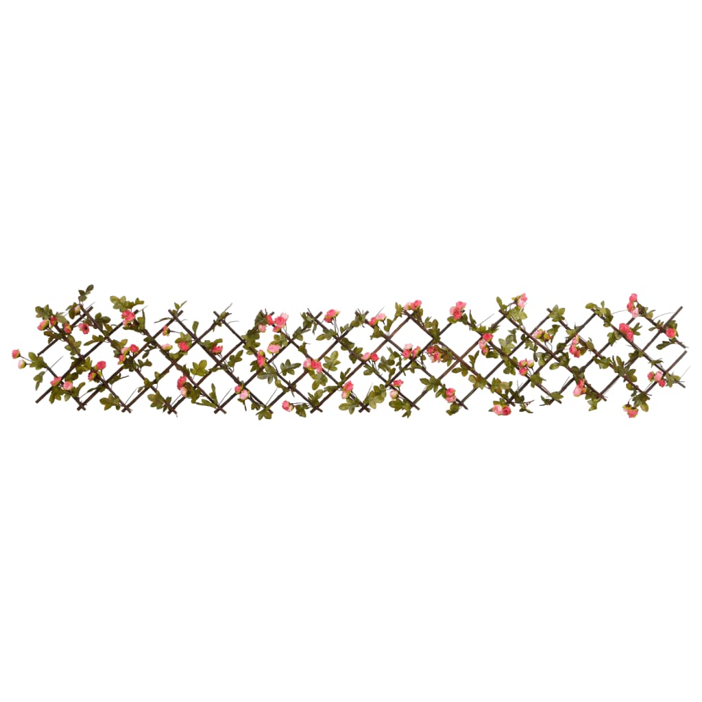 vidaXL Rankgitter mit Künstlichem Efeu Erweiterbar Dunkelrosa 180x20cm