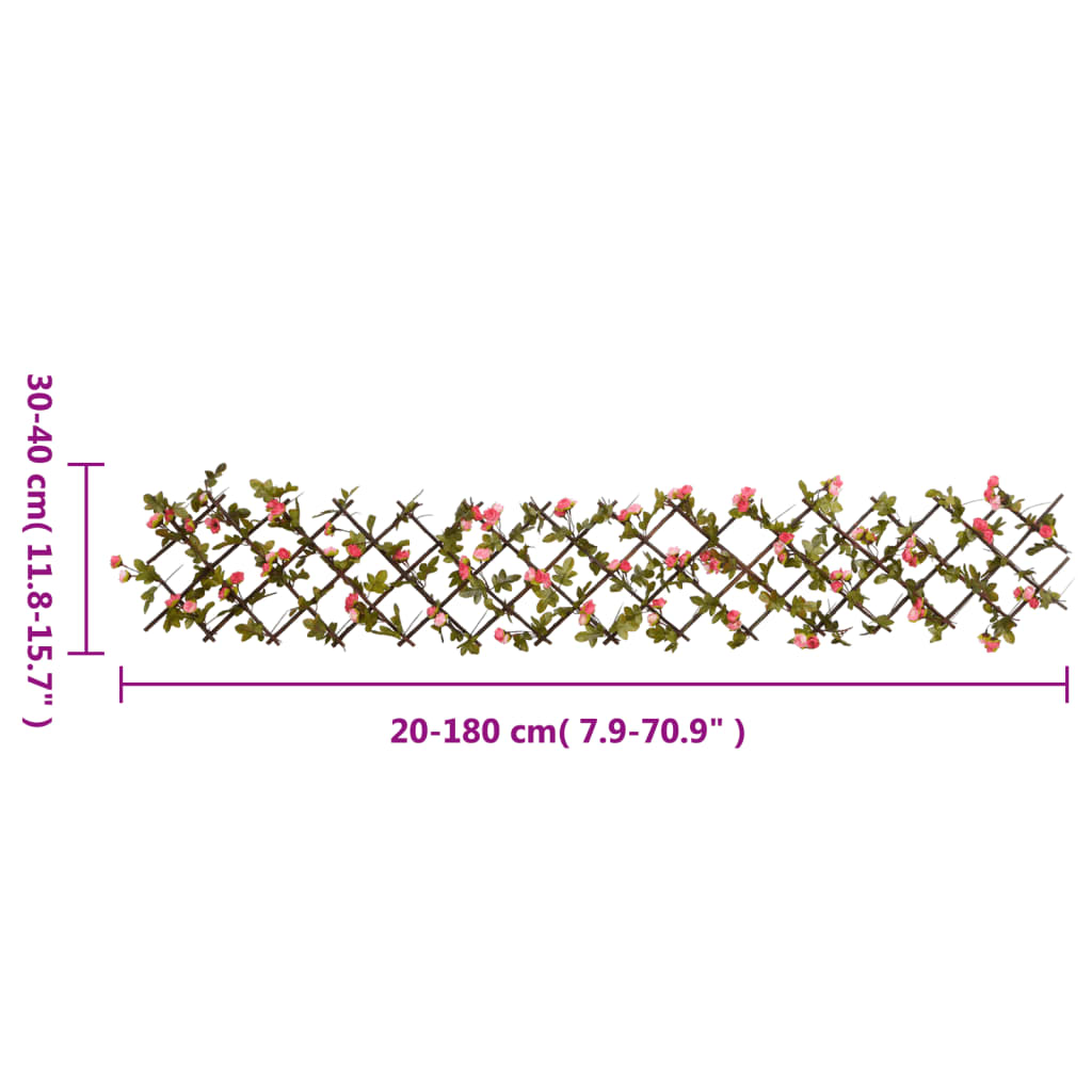 vidaXL Rankgitter mit Künstlichem Efeu Erweiterbar Dunkelrosa 180x20cm
