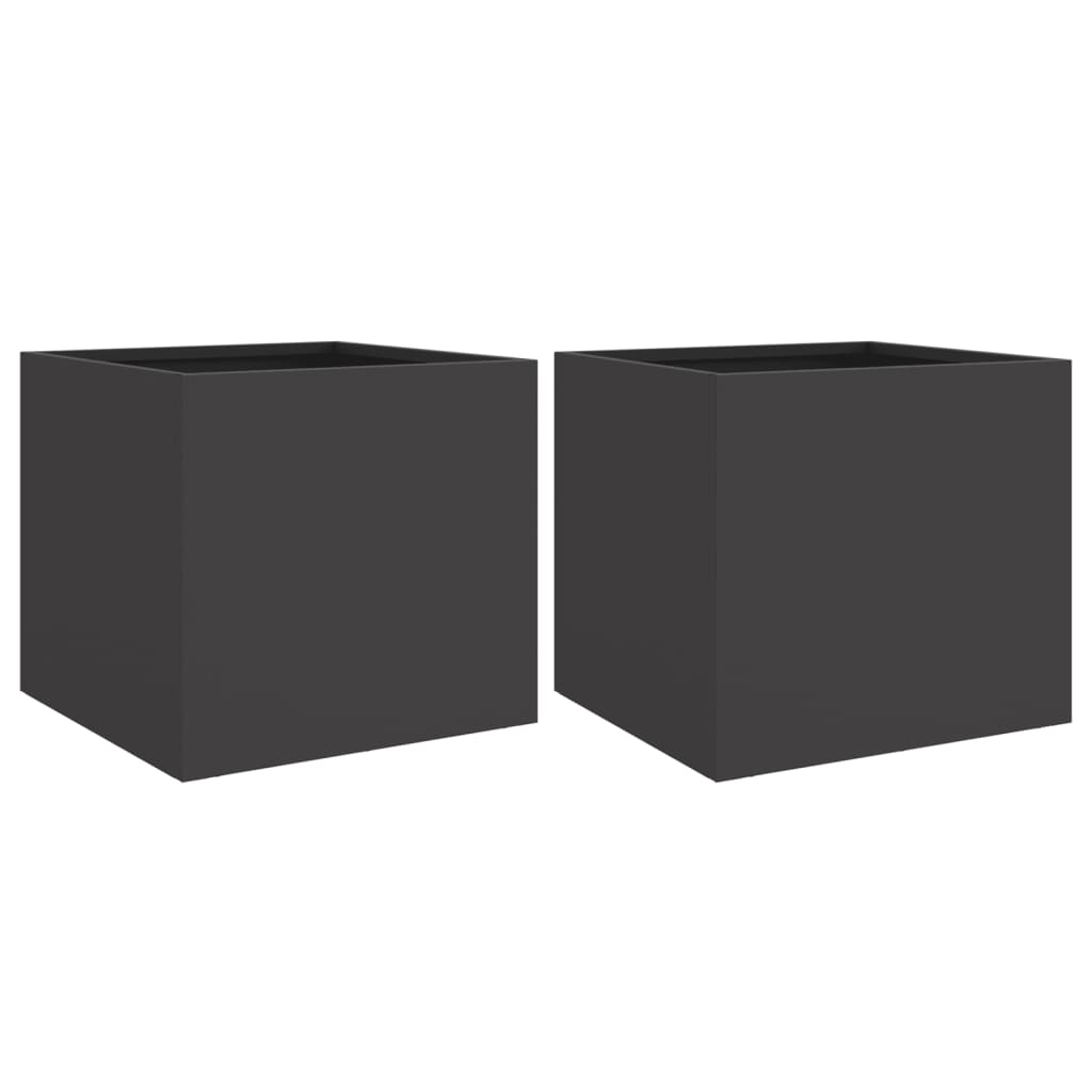 vidaXL Pflanzkübel 2 Stk. Schwarz 32x30x29 cm Stahl