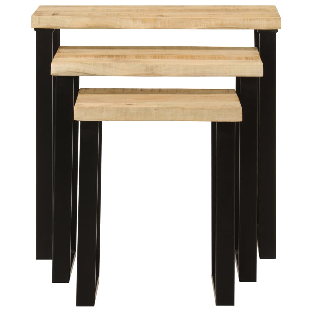 vidaXL Satztische mit Baumkante 3 Stk. Massivholz Mango