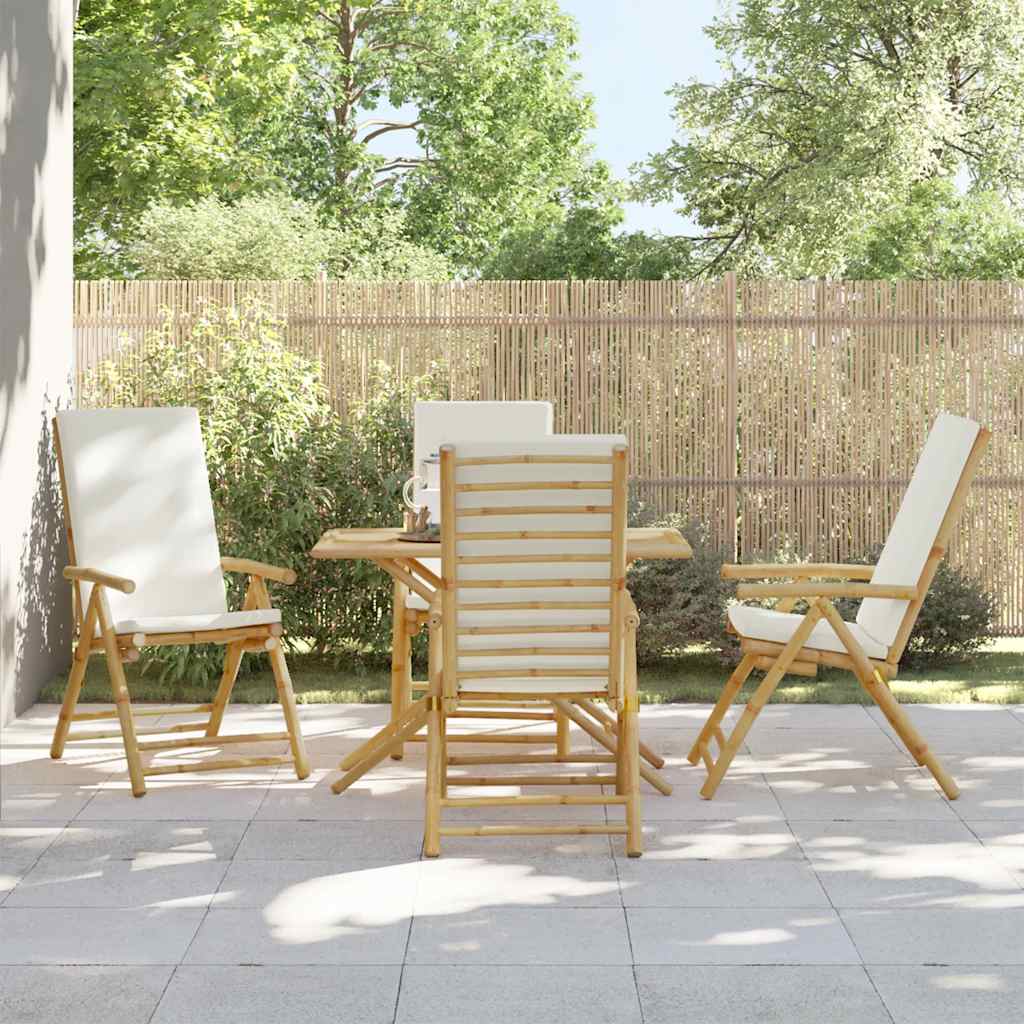 vidaXL Gartenstühle 4 Stk. Verstellbar Klappbar mit Kissen Bambus