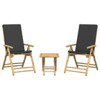 vidaXL 3-tlg. Bistro-Set Klappbar mit Dunkelgrauen Kissen Bambus