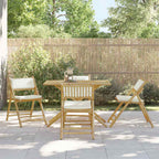 vidaXL 5-tlg. Bistro-Set Klappbar mit Cremeweißen Kissen Bambus