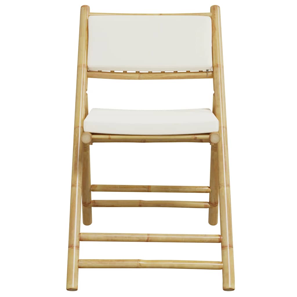 vidaXL 5-tlg. Bistro-Set Klappbar mit Cremeweißen Kissen Bambus