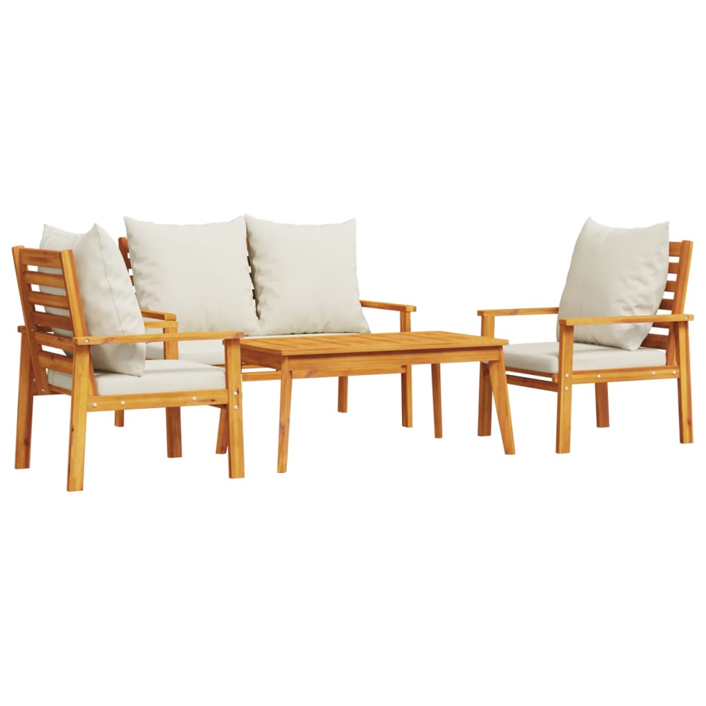 vidaXL 4-tlg. Garten-Lounge-Set mit Kissen Massivholz Akazie