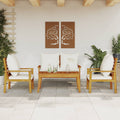 vidaXL 4-tlg. Garten-Lounge-Set mit Kissen Massivholz Akazie