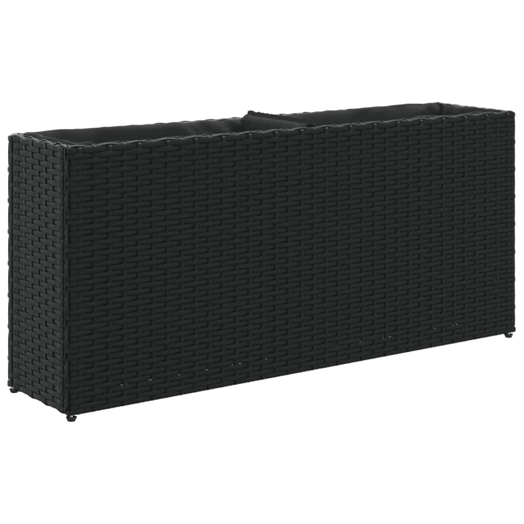 vidaXL Pflanzkübel mit 2 Töpfen 2 Stk. Schwarz 90x20x40 cm Poly Rattan