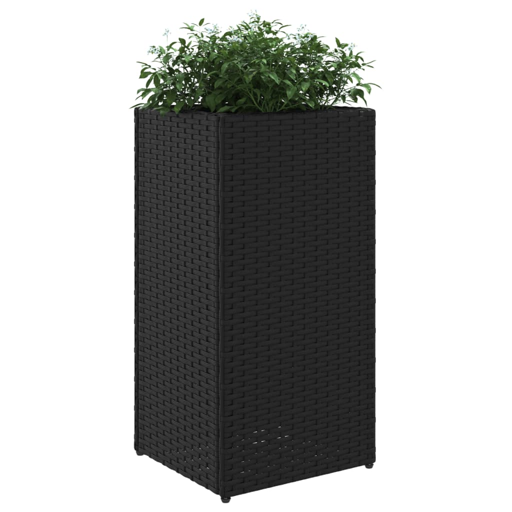 vidaXL Pflanzkübel 2 Stk. Schwarz 30x30x60 cm Poly Rattan