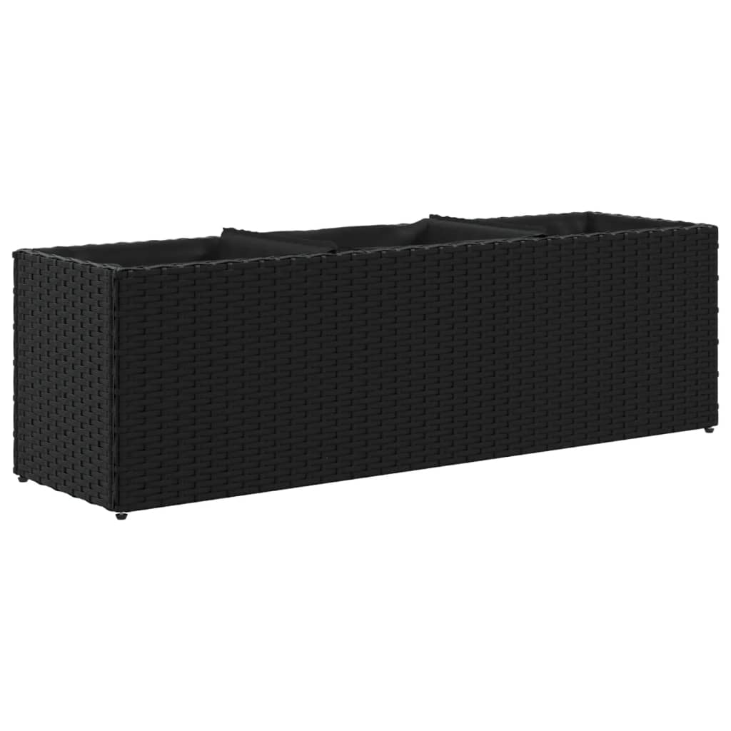 vidaXL Pflanzkübel mit 3 Töpfen 2 Stk. Schwarz 105x30x32cm Poly Rattan