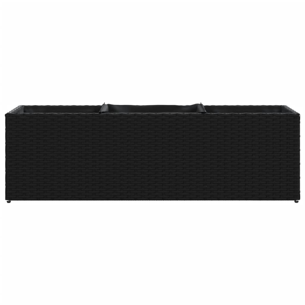 vidaXL Pflanzkübel mit 3 Töpfen 2 Stk. Schwarz 105x30x32cm Poly Rattan