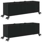 vidaXL Pflanzkübel mit Rollen 2 Stk. Schwarz 107x32x38 cm Poly Rattan