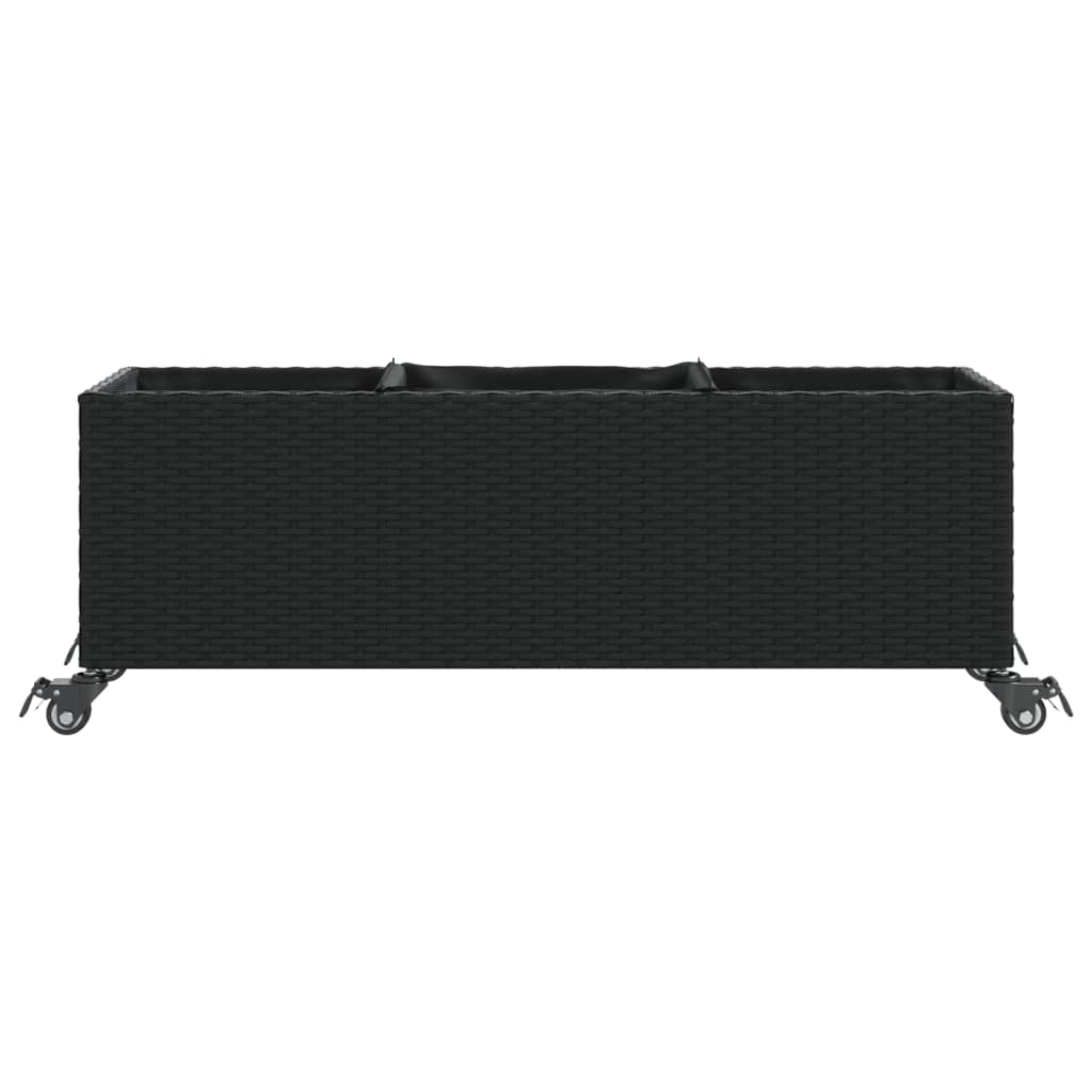 vidaXL Pflanzkübel mit Rollen 2 Stk. Schwarz 107x32x38 cm Poly Rattan
