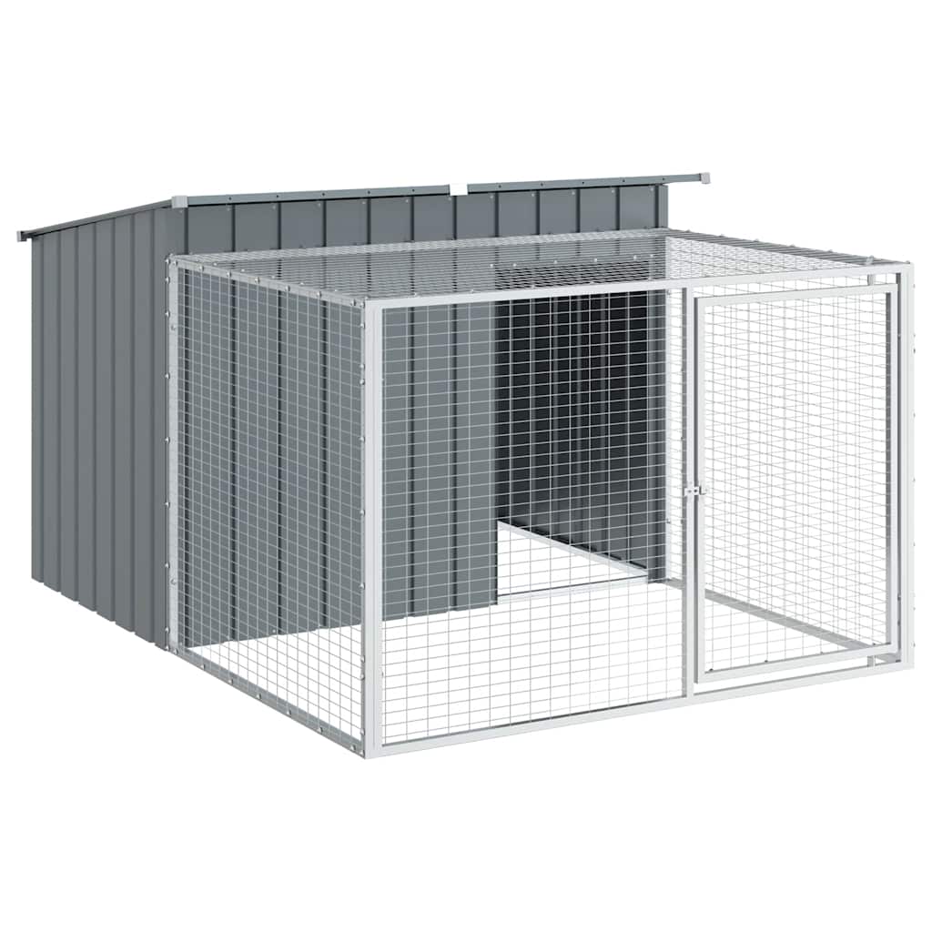vidaXL Hundehütte mit Auslauf Anthrazit 153x194x110 cm Verzinkter Stahl