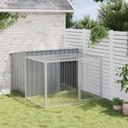 vidaXL Hundehütte mit Auslauf Anthrazit 153x194x110 cm Verzinkter Stahl