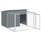 vidaXL Hundehütte mit Auslauf Anthrazit 153x194x110 cm Verzinkter Stahl