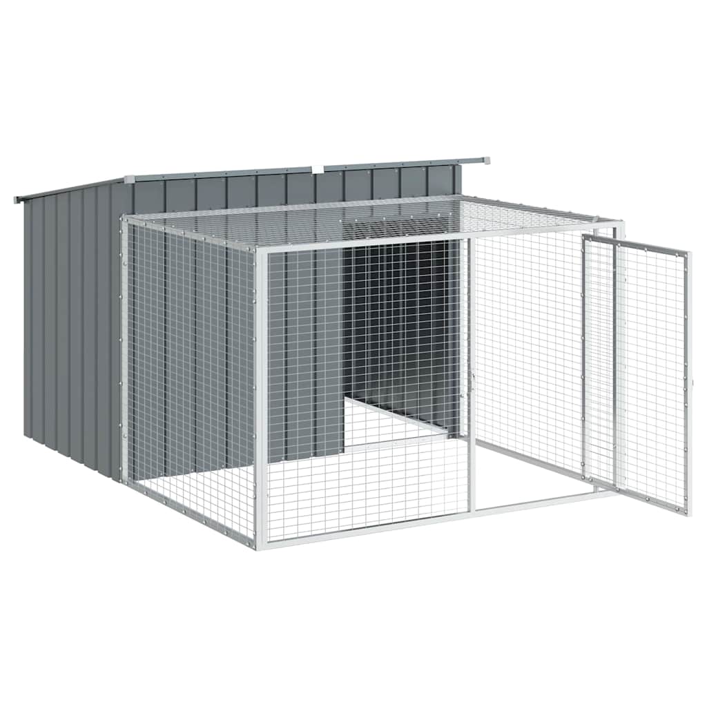 vidaXL Hundehütte mit Auslauf Anthrazit 153x194x110 cm Verzinkter Stahl